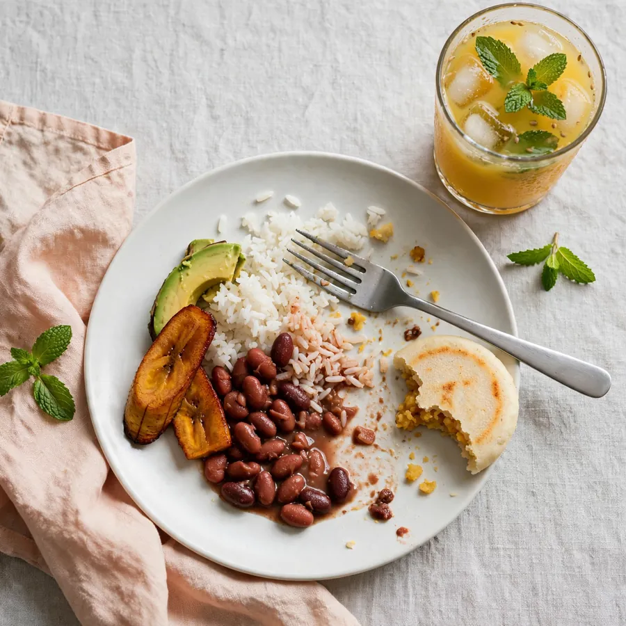 A half-finished lunch plate